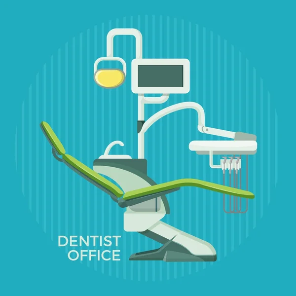 Cartel promocional de la oficina del dentista con equipo moderno especial — Archivo Imágenes Vectoriales