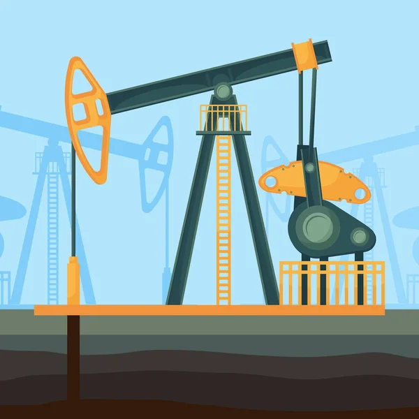 Grande costruzione metallica per estrazione petrolifera in profondità dal suolo — Vettoriale Stock