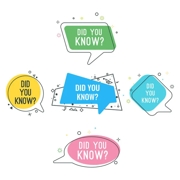 Did you know question on colorful stickers set — Stock Vector