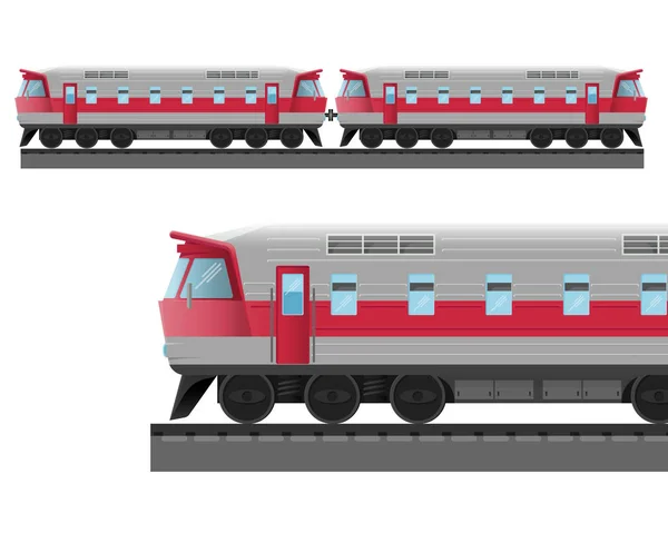 Tren moderno con accionamientos de metal macizo sobre raíles — Archivo Imágenes Vectoriales