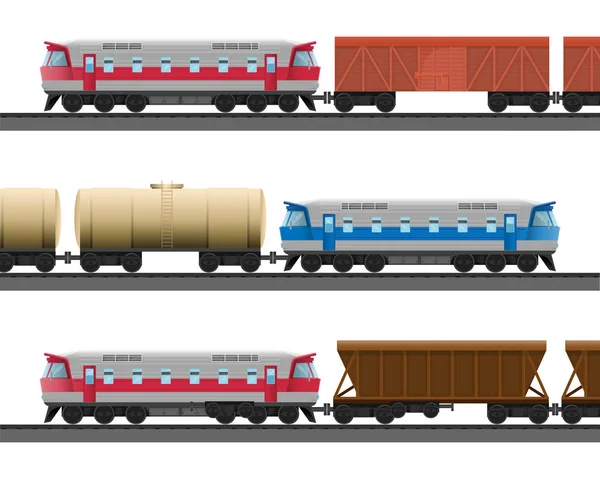 Potentes trenes modernos con carruajes para el transporte de productos naturales — Archivo Imágenes Vectoriales