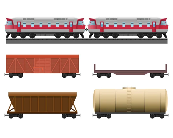 Moderne tog med forskjellige tilhengere for transport av naturlige kilder – stockvektor