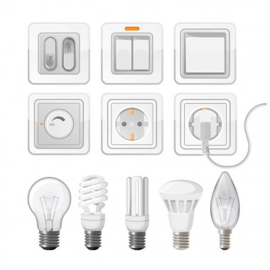 Işık ampuller, Elektrik düğmelerini, plastik azaltıcılar tasarruf set