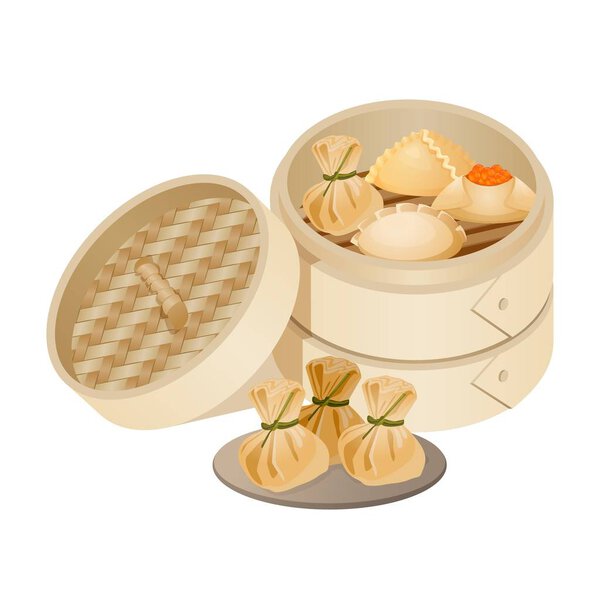 Дим-сам стиль китайской кухни, приготовленный в виде небольших порций
