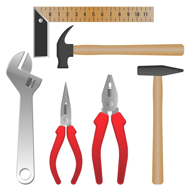 修理和建筑用金属和木制工具 — 图库矢量图片