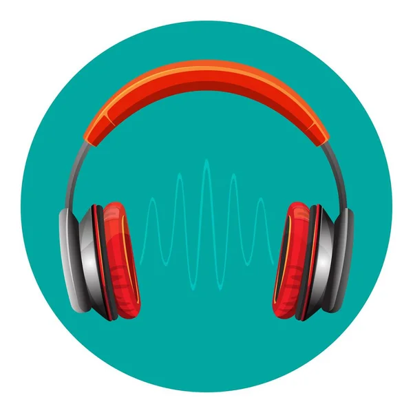 扬声器间有声波的现代大声耳机 — 图库矢量图片