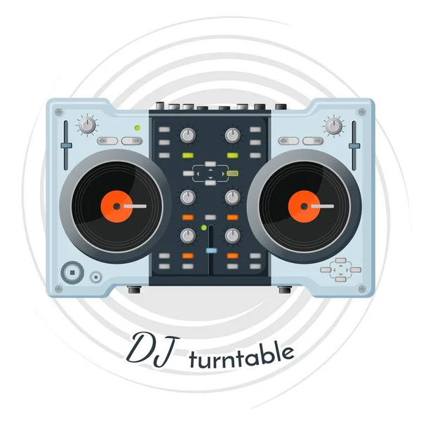 DJ turntable with lot of functions for music tune — Stock Vector