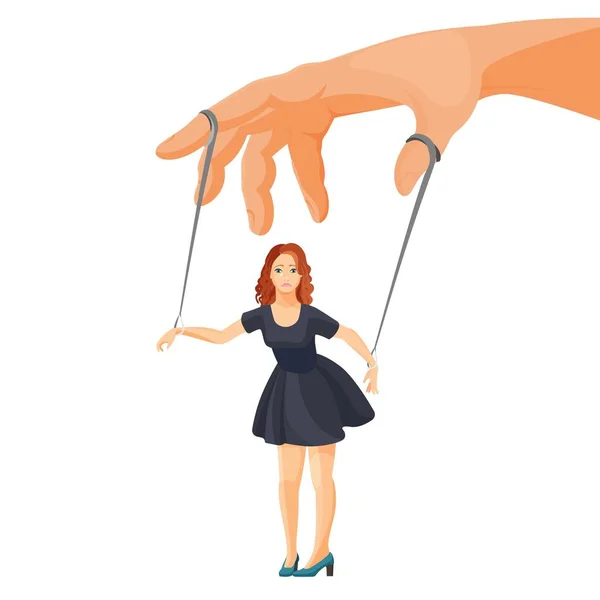 Przemocy domowej i manipulacji nad metaforyczne ilustracja kobieta — Wektor stockowy
