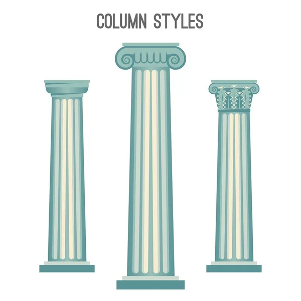 Kolom stijlen instellen uit elegante architectuur van de oude tradities — Stockvector