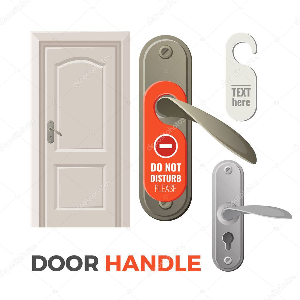 Door handles with do not disturb sign and entrance