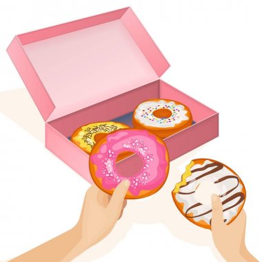 Karton kutu ve insan eli lezzetli börekler