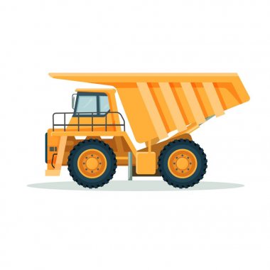 Büyük boş gövde ve küçük kabin ile sarı damperli kamyon