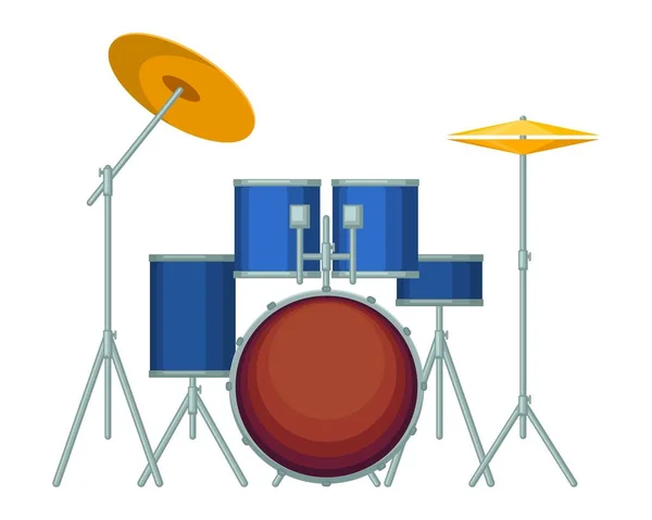 Conjunto de tambor grande en corpus azul sobre soportes metálicos — Vector de stock