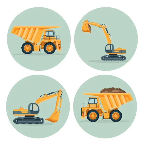 Moderna dumper och funktionella grävmaskin emblem — Stock vektor