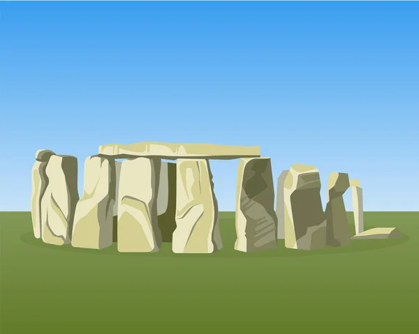 Stonehenge famoso monumento prehistórico consiste en piedras de pie anillo — Vector de stock