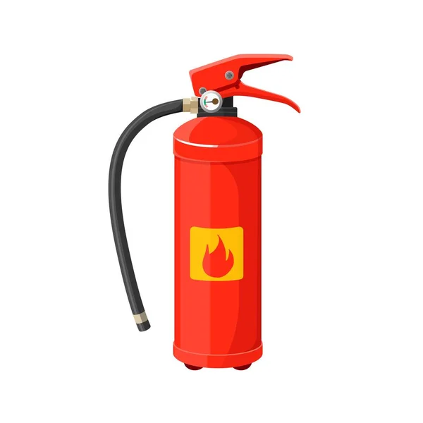 Extintor de incêndio com longa mangueira preta ilustração vetorial isolado — Vetor de Stock