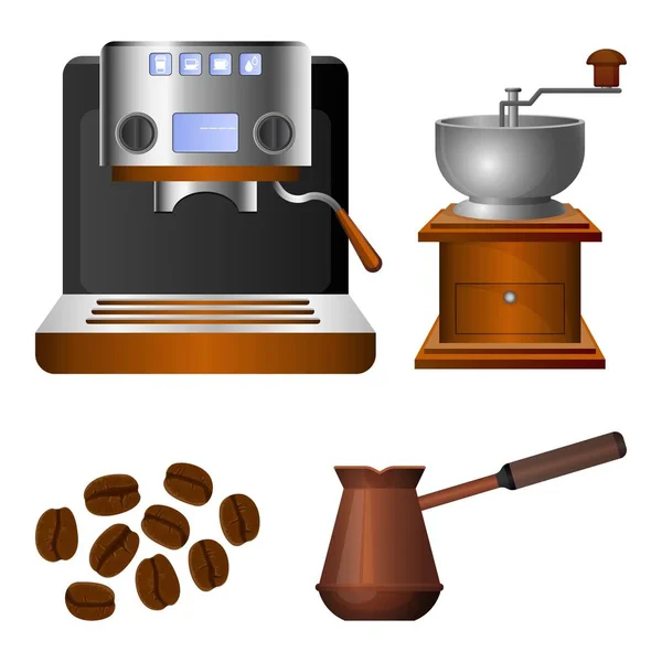 コーヒー マシン、古いグラインダーと金属のトルコ人セット — ストックベクタ