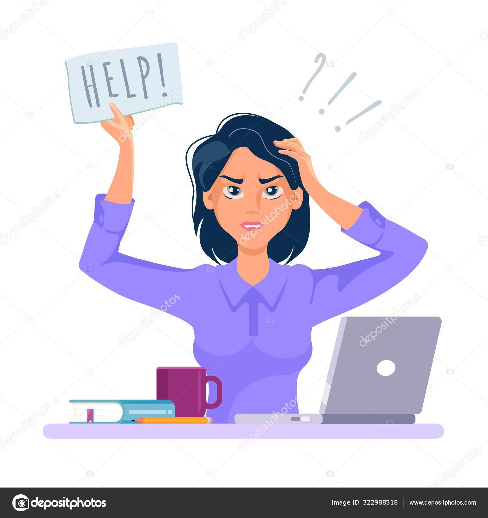 stressed woman clipart