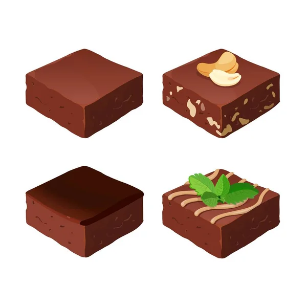 Chocolate fudge. Homemade traditional piece of delicious dessert. Vector — Stock vektor