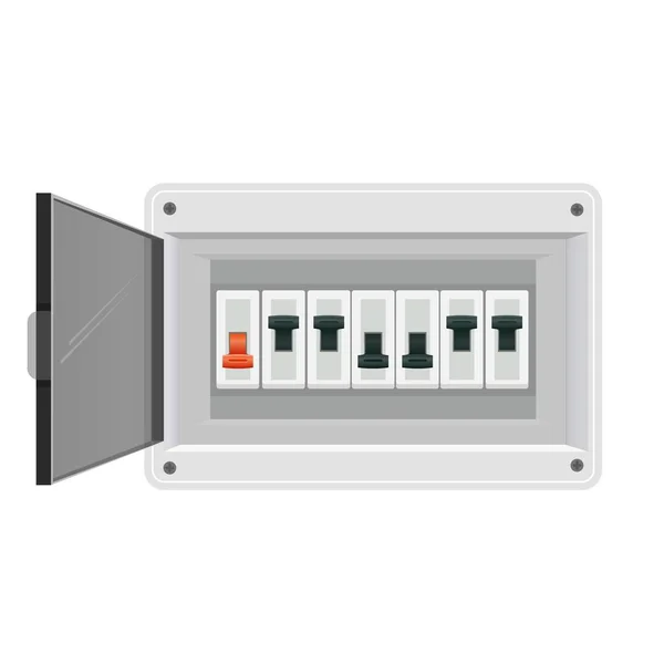Fuse board box. Electrical power switch panel. Electricity equipment. Vector — Stock vektor