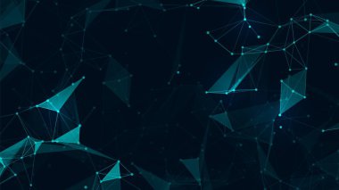 Soyut bağlantı poligon ve düşük geometrik uzay fütüristik arkaplanı. Web tasarımı için vektör illüstrasyonu