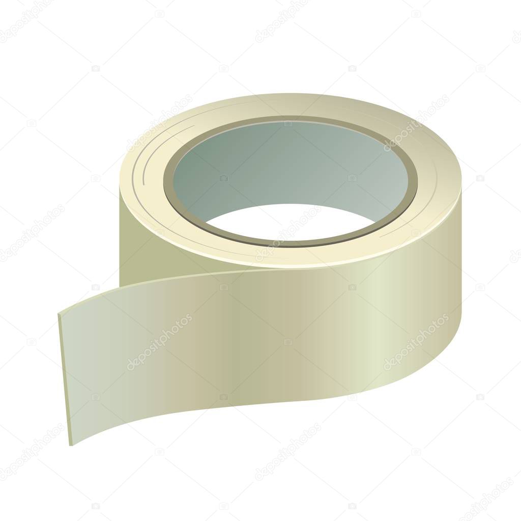 Gaffer adhesive sticky duct tape. Silver, gray fix plastic scotch roll. Vector