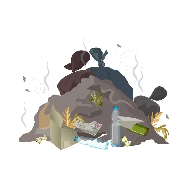 Garbage dump. Trash, rubbish and waste environment pollution. Ecology problem concept. Vector — 스톡 벡터