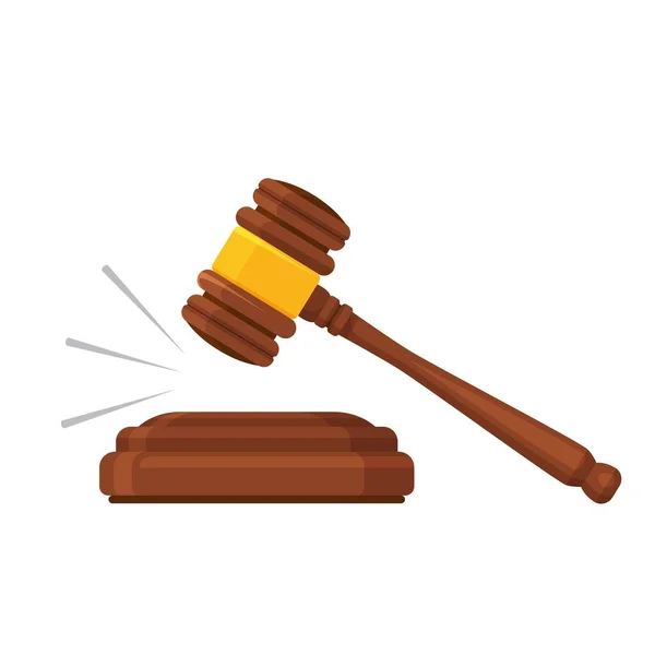 Ley Gavel. Mazo de subasta. Corte, justicia, símbolo legal. Martillo de madera. Vector — Archivo Imágenes Vectoriales