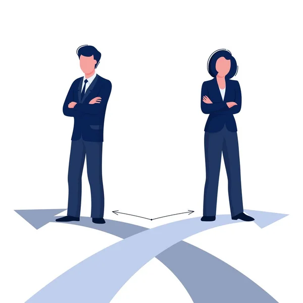 Concepto de diferencia de género. Mujer y hombre negocio diferencia corporativa. Vector — Vector de stock