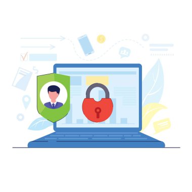 İnternet güvenliği ve online gizlilik kavramı. Vektör