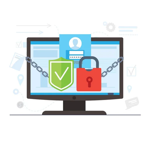 Síťová bezpečnost internetu a on-line ochrana soukromí. Vektor — Stockový vektor
