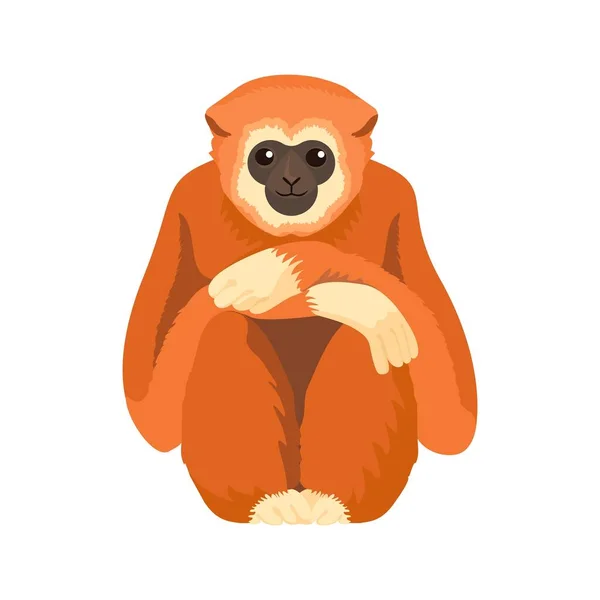 Gibbonský primát savec. Opice v divočině. Vektor — Stockový vektor