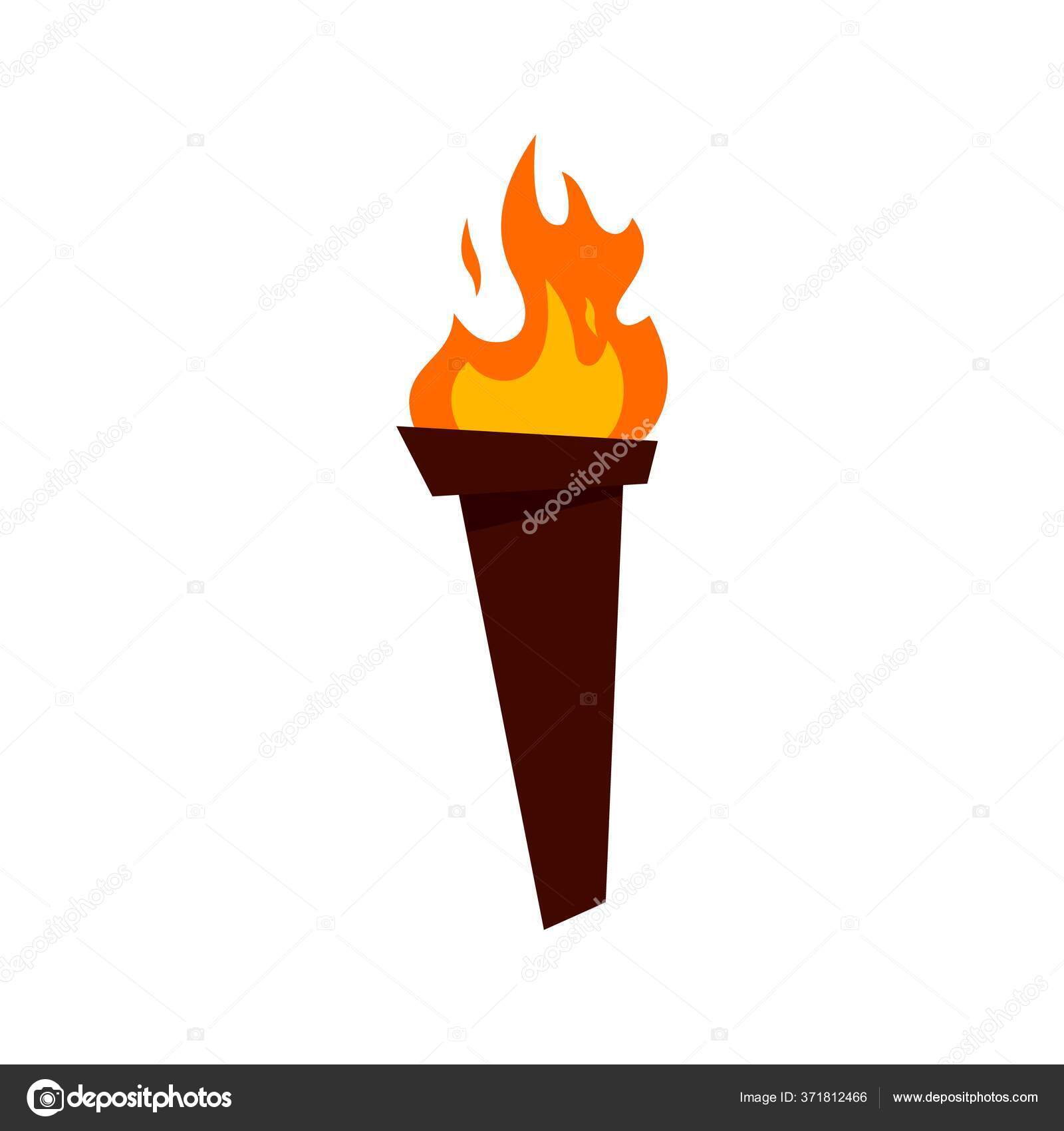 Cone De Fogo Preto Na Imagem Vetorial Branca. Cone De Chama De