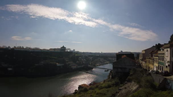 Porto Portugal Feb Ein Blick Auf Dom Luis Bridge Porto — Stockvideo