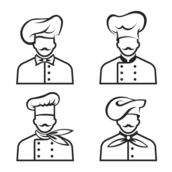 Ensemble de chefs moustachus — Image vectorielle