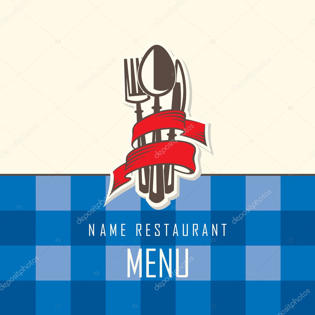 Restaurant menu design with fork, spoon and knife