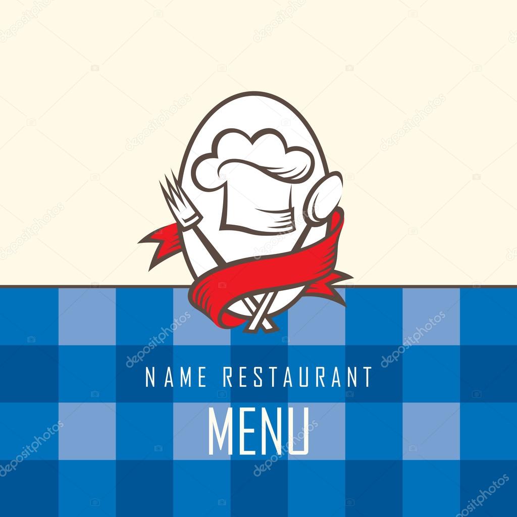 Menu background of chef hat with spoon and fork