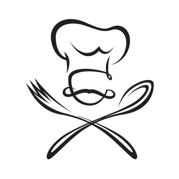 Cuillère, fourchette et chef — Image vectorielle