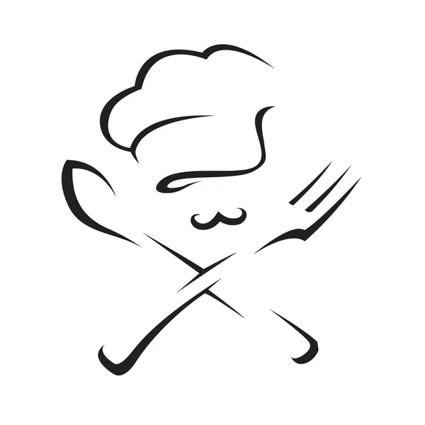 Cuillère, fourchette et chef — Image vectorielle