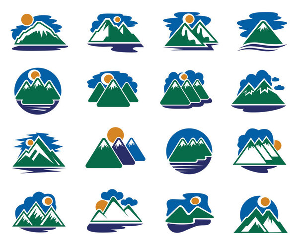 mountain icons set