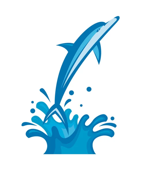 Hoppande Delfin på vågor — Stock vektor