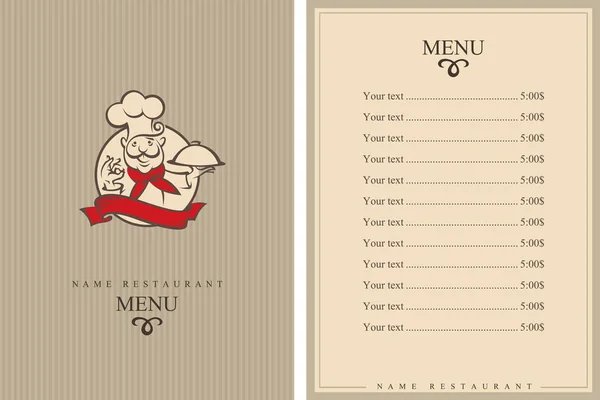 Chef menu design — Stockový vektor