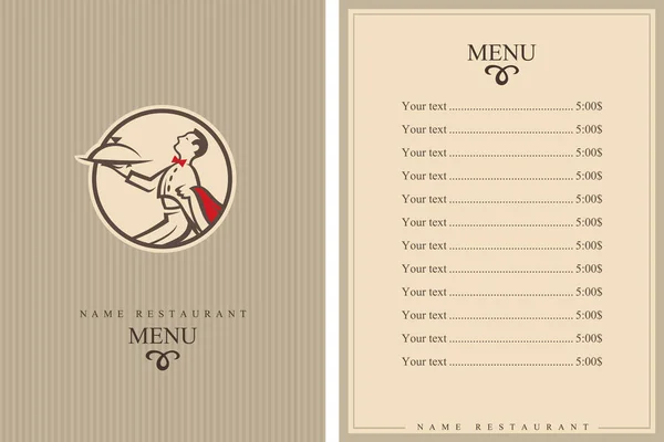 Design menu cameriere — Vettoriale Stock