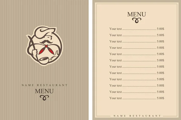 Menu chef design — Image vectorielle