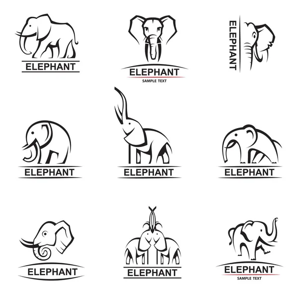 Elefant ikoner set — Stock vektor