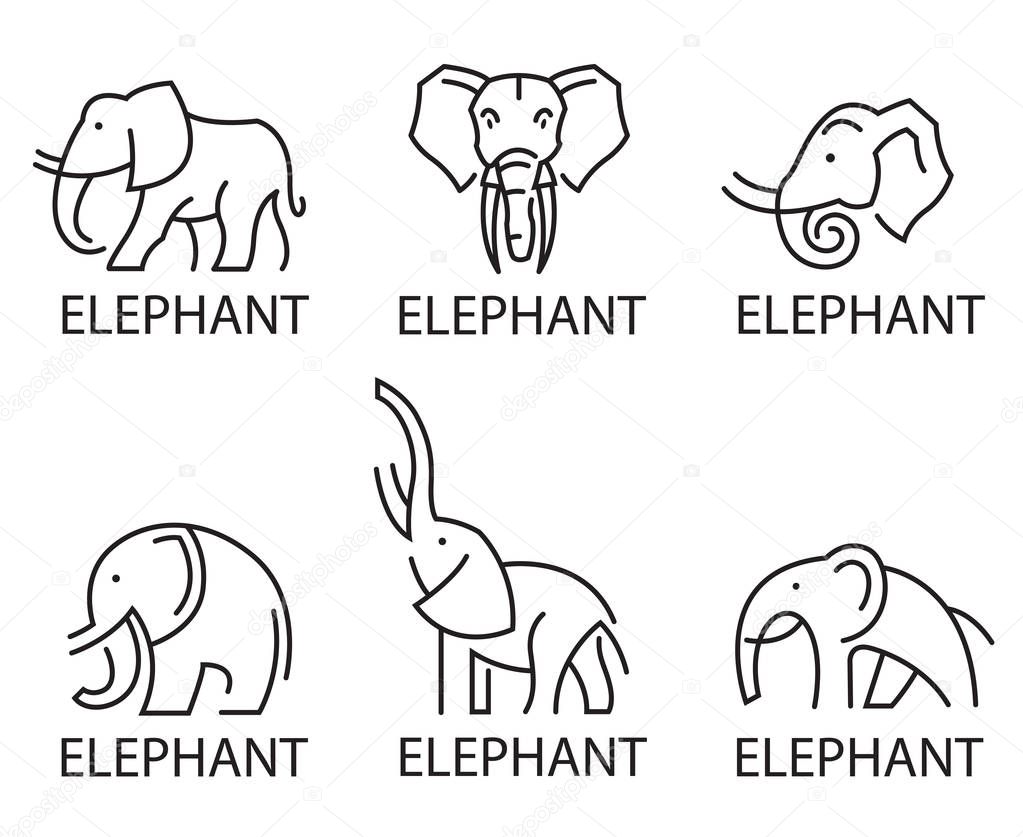 Monochrome collection of elephant logos