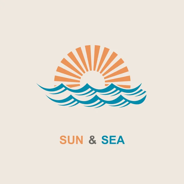 Sol och hav ikonen — Stock vektor