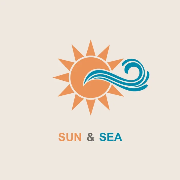 Sun and sea icon — Stock Vector