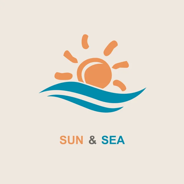 太陽と海のアイコン — ストックベクタ