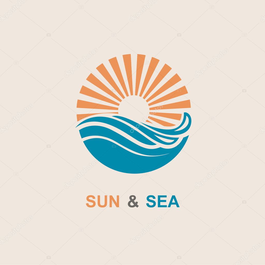 Abstract design of sun and sea icon